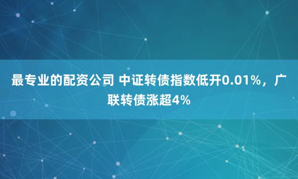 最专业的配资公司 中证转债指数低开0.01%，广联转债涨超4%